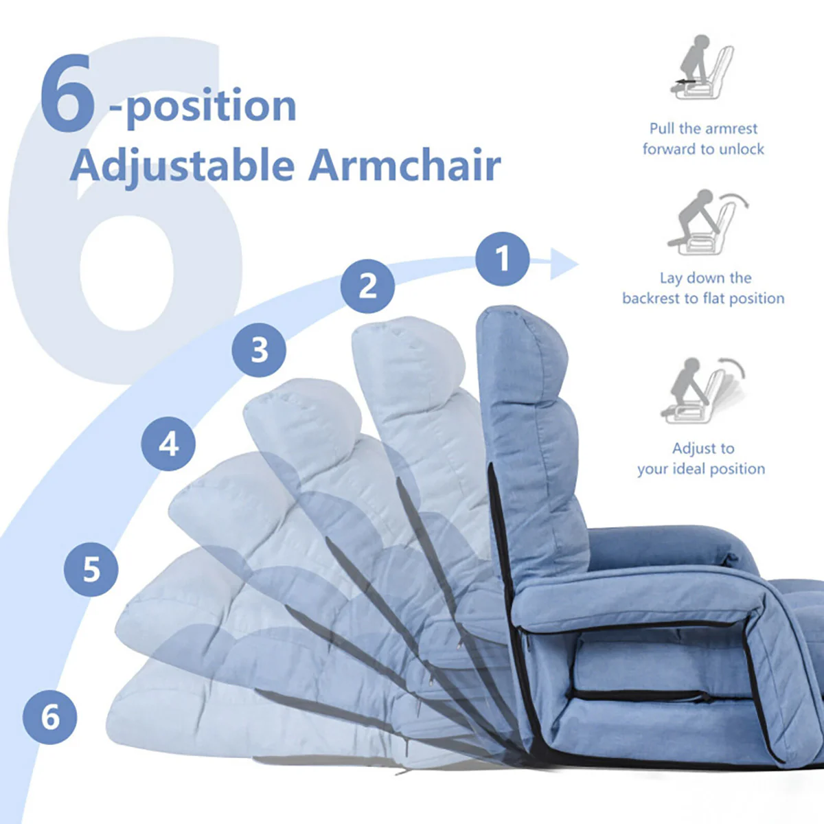 Folding Floor Chair Sofa Bed - Image 4