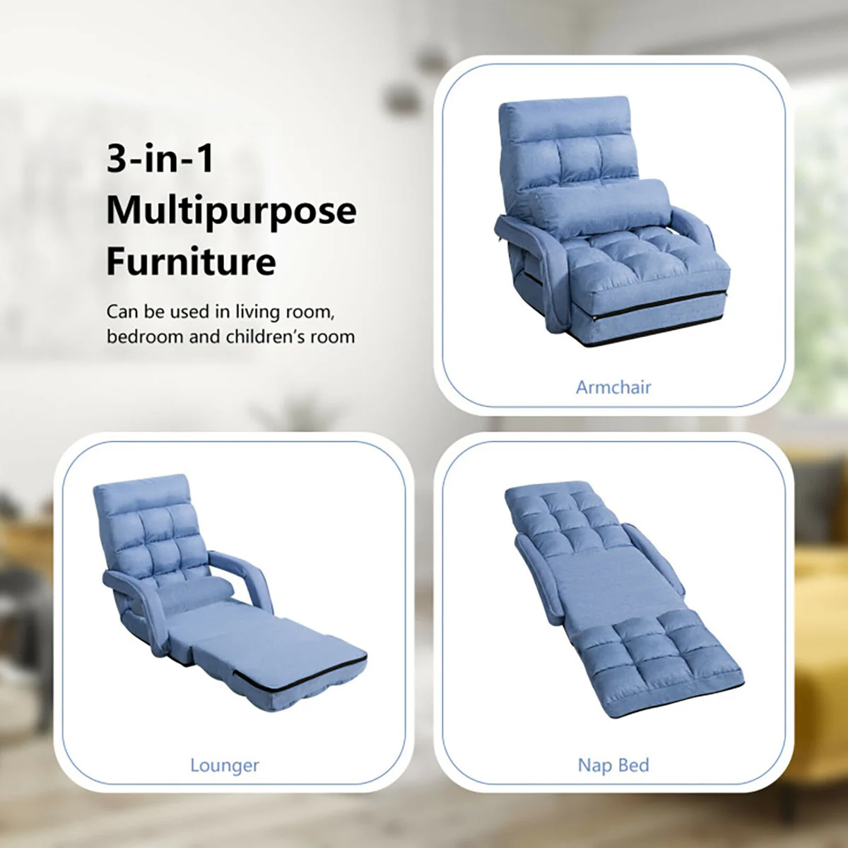 Folding Floor Chair Sofa Bed - Image 6