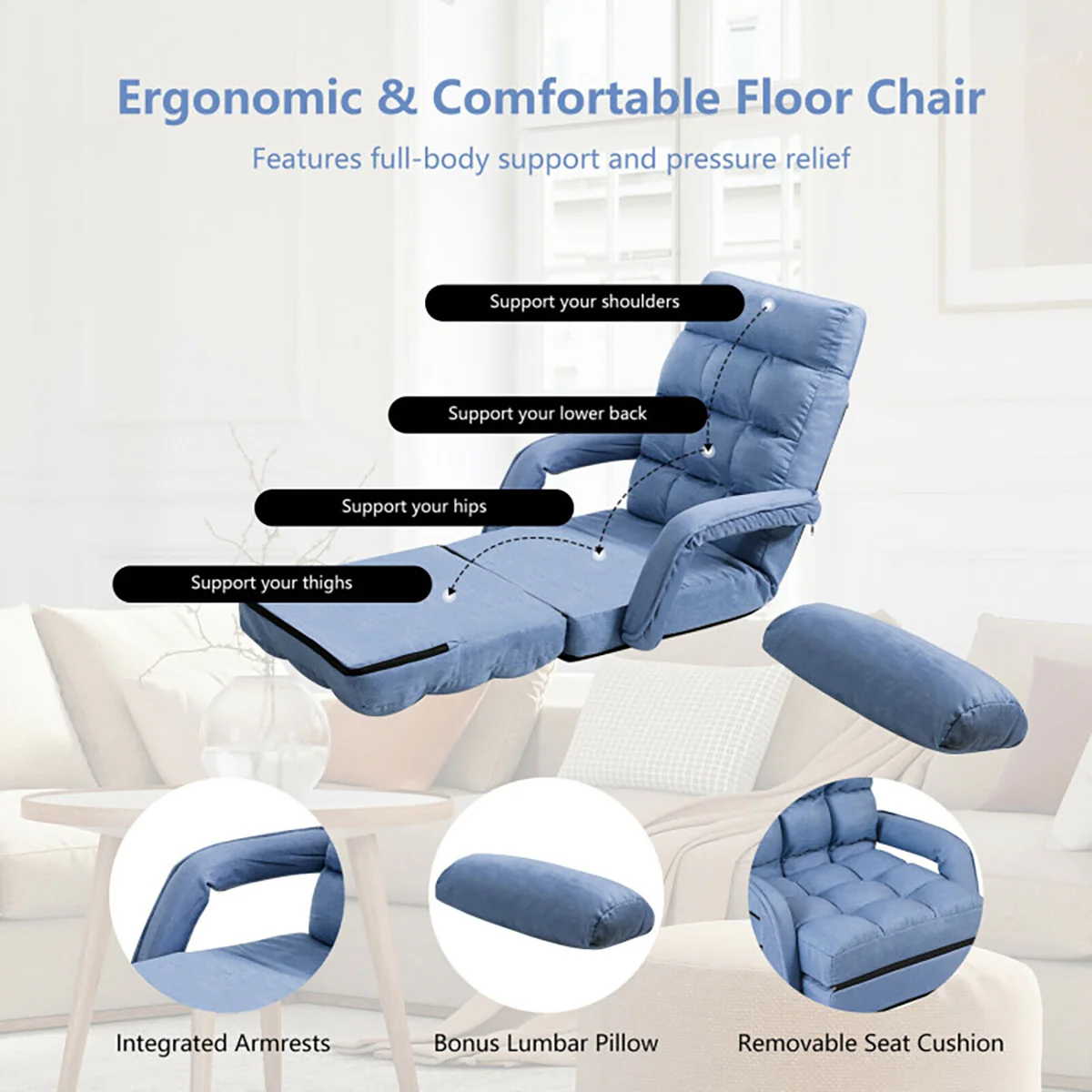 Folding Floor Chair Sofa Bed - Image 8