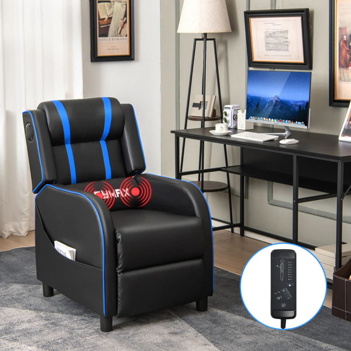 Gaming Massage Recliner Chair with Bluetooth Speakers - Image 10