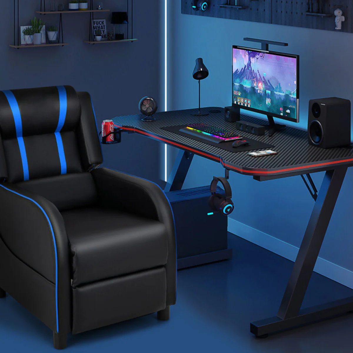 Gaming Massage Recliner Chair with Bluetooth Speakers - Image 11