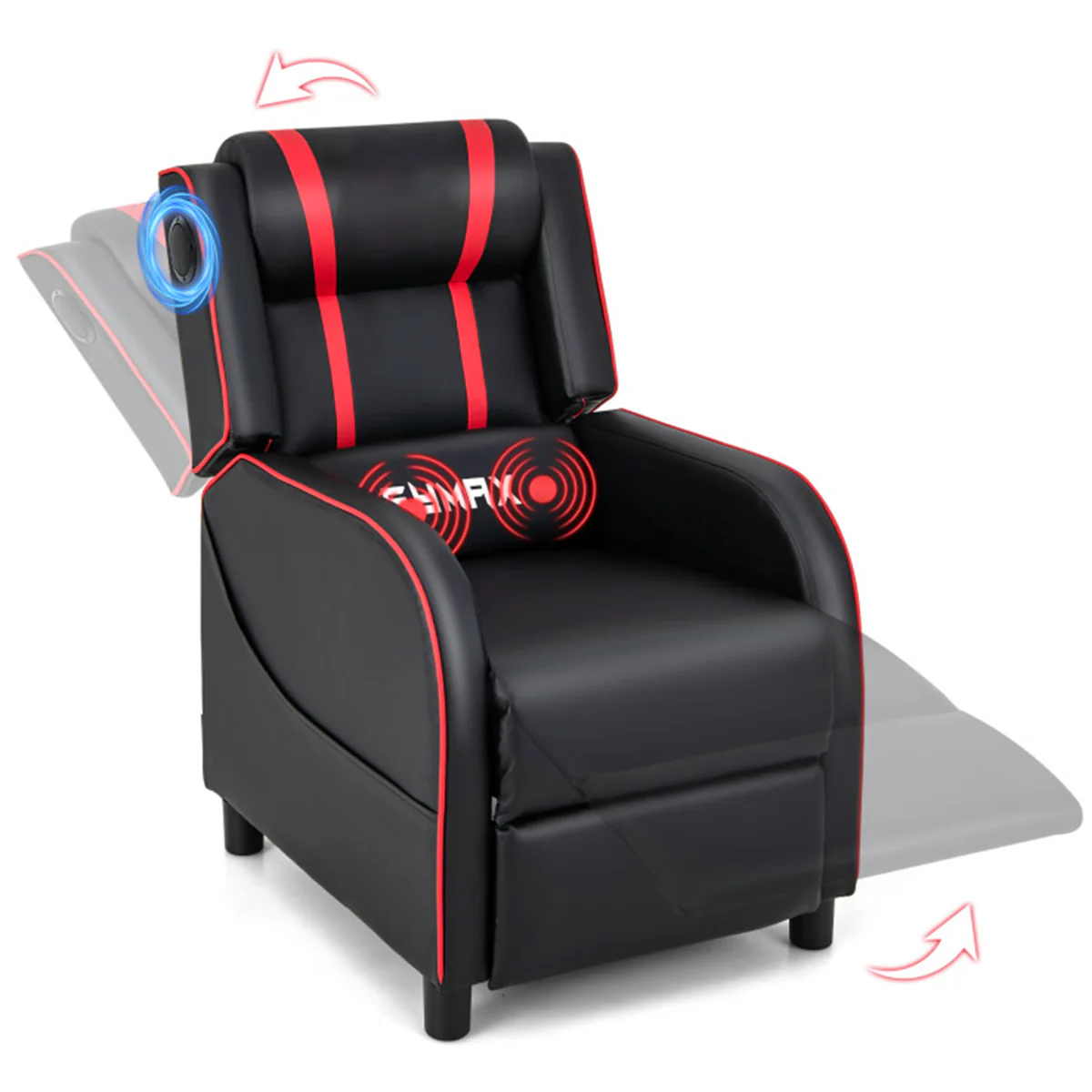 Gaming Massage Recliner Chair with Bluetooth Speakers - Image 17
