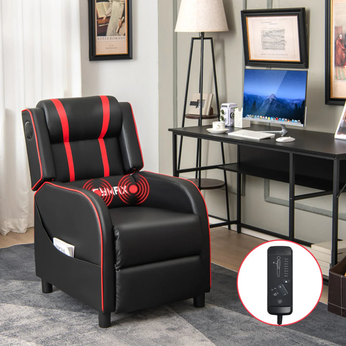 Gaming Massage Recliner Chair with Bluetooth Speakers - Image 18