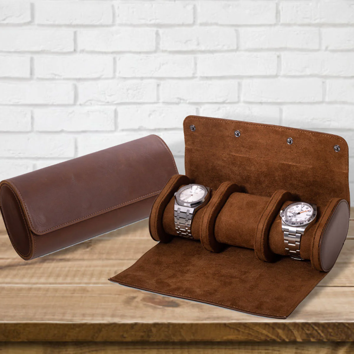 Genuine Leather Watch Roll for 3 Watches - Image 15