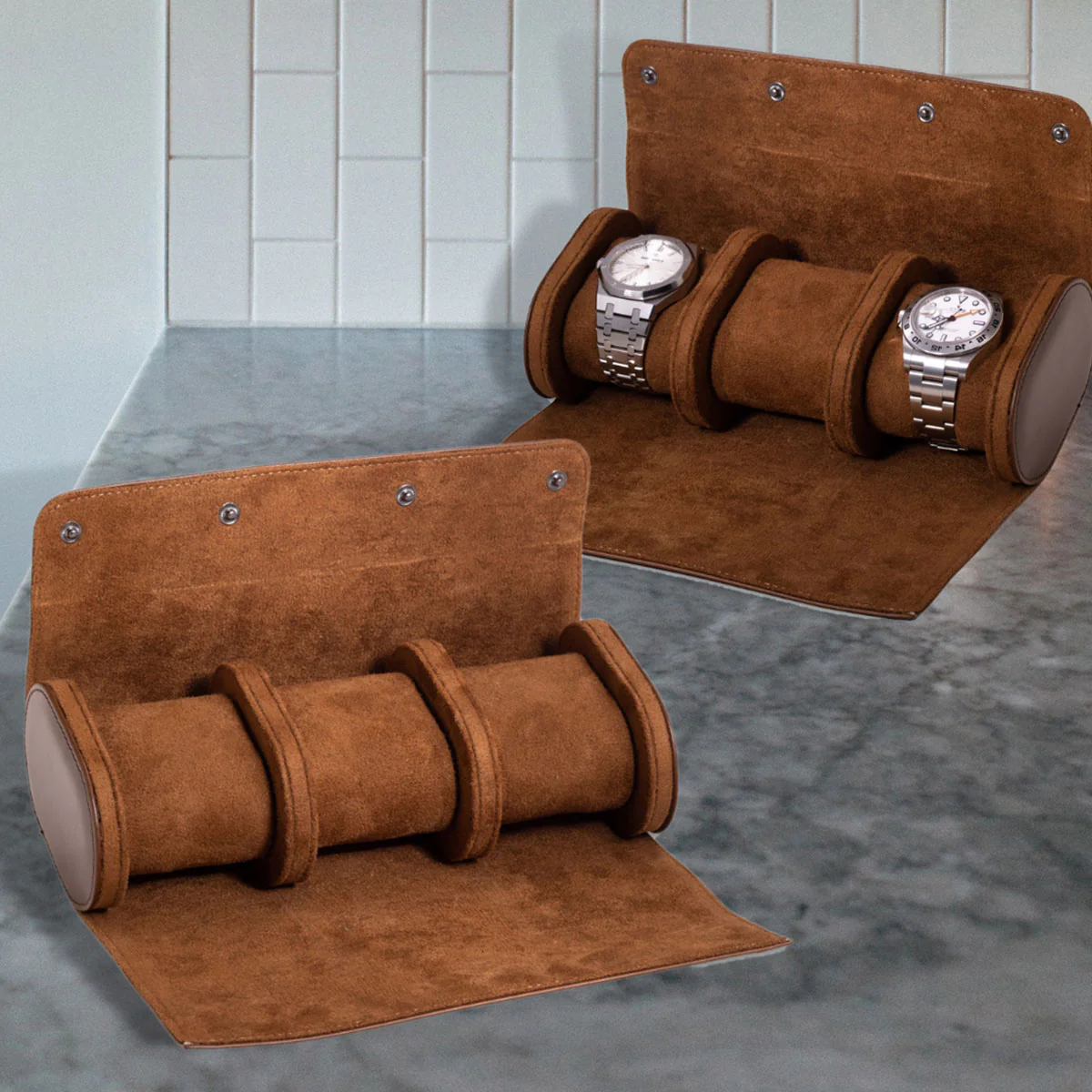 Genuine Leather Watch Roll for 3 Watches - Image 9