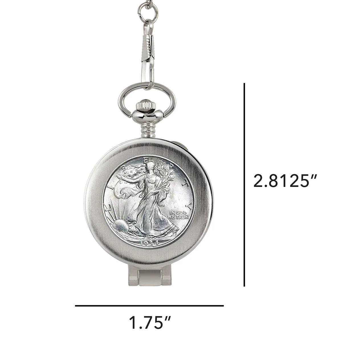 Glass Dome Silver Walking Liberty Half Dollar Pocket Watch - Image 8