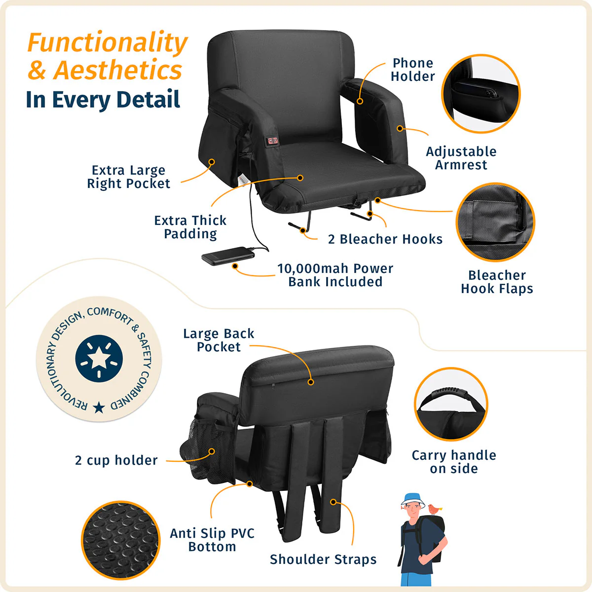 Heated Stadium Seat with Massage - Image 5