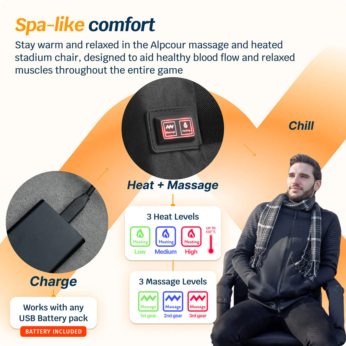 Heated Stadium Seat with Massage - Image 7