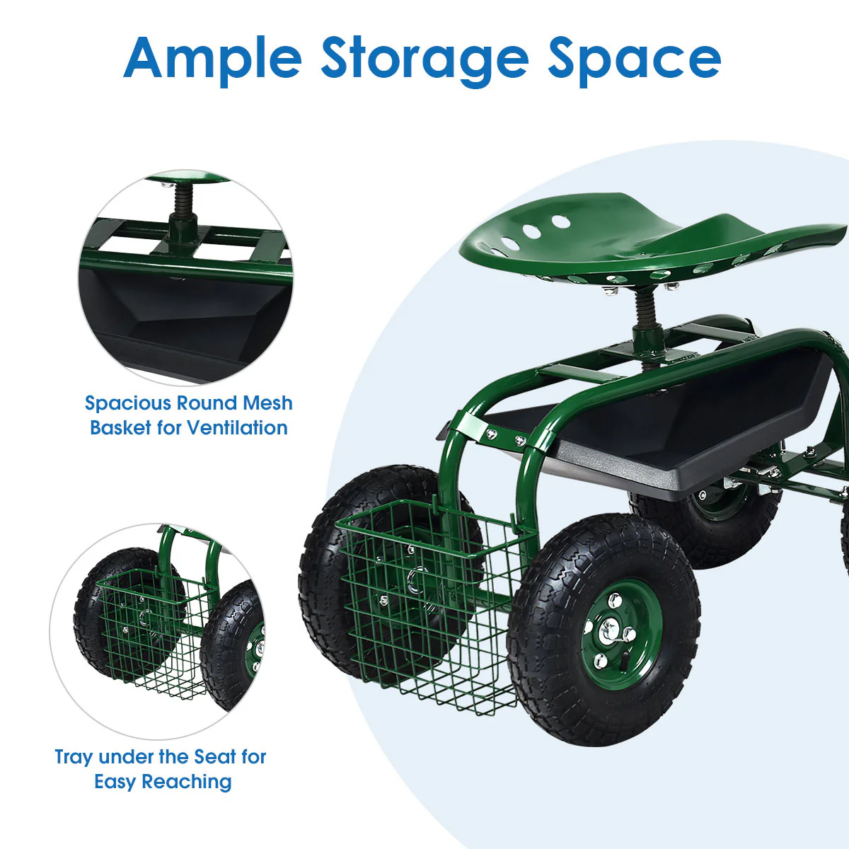 Heavy Duty Rolling Garden Seat - Image 4