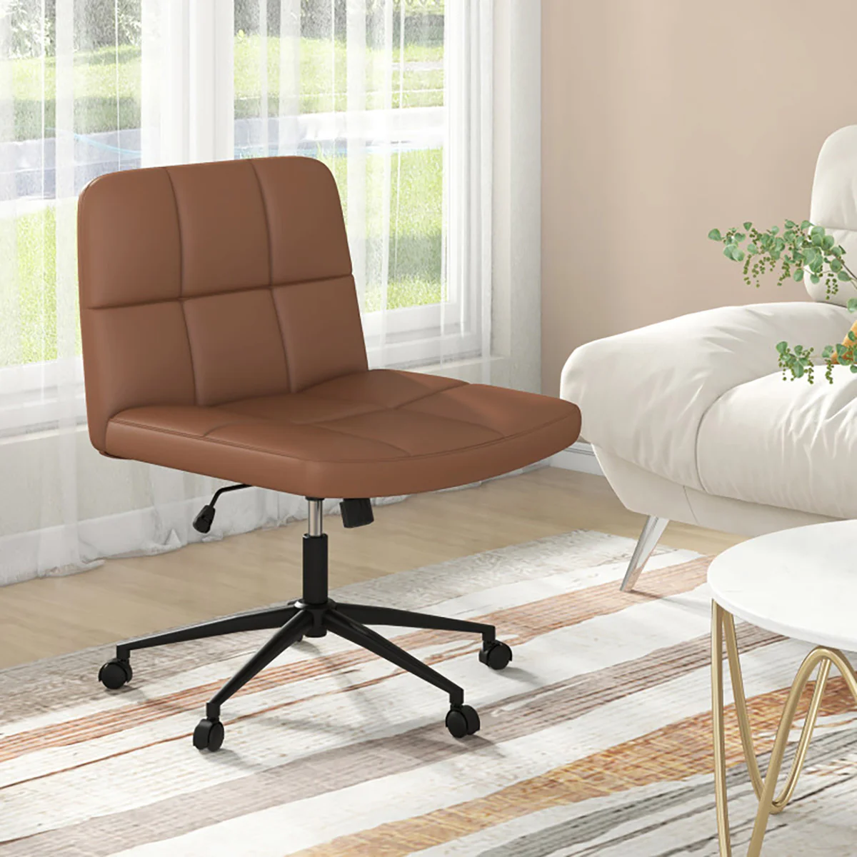Height-Adjustable Armless Desk Chair with Wheels - Image 13