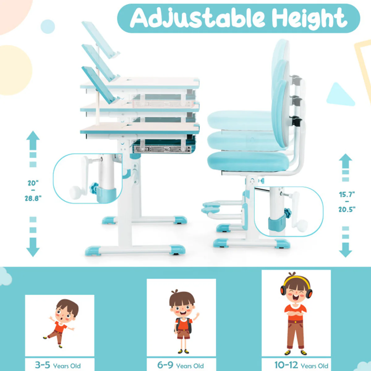 Height-Adjustable Kids Desk and Chair Set - Image 10