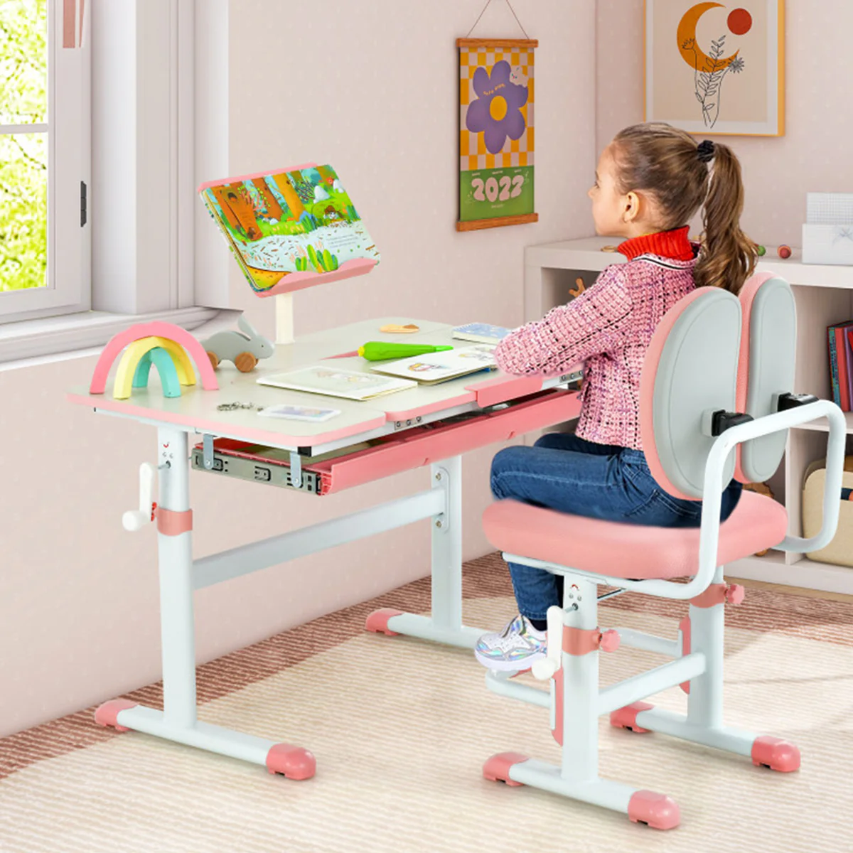 Height-Adjustable Kids Desk and Chair Set - Image 14