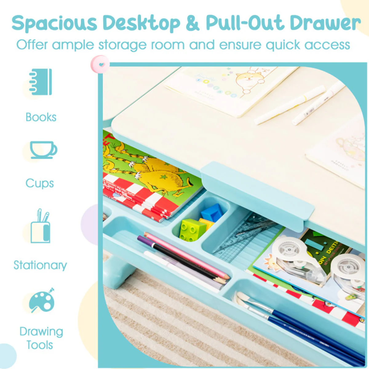 Height-Adjustable Kids Desk and Chair Set - Image 4