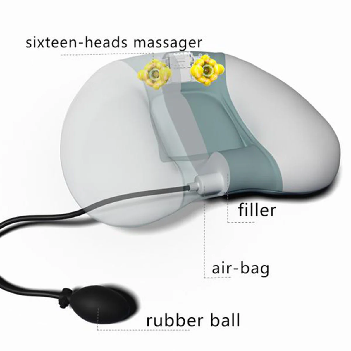 Height Adjusting Massage Pillow with Heat - Image 3