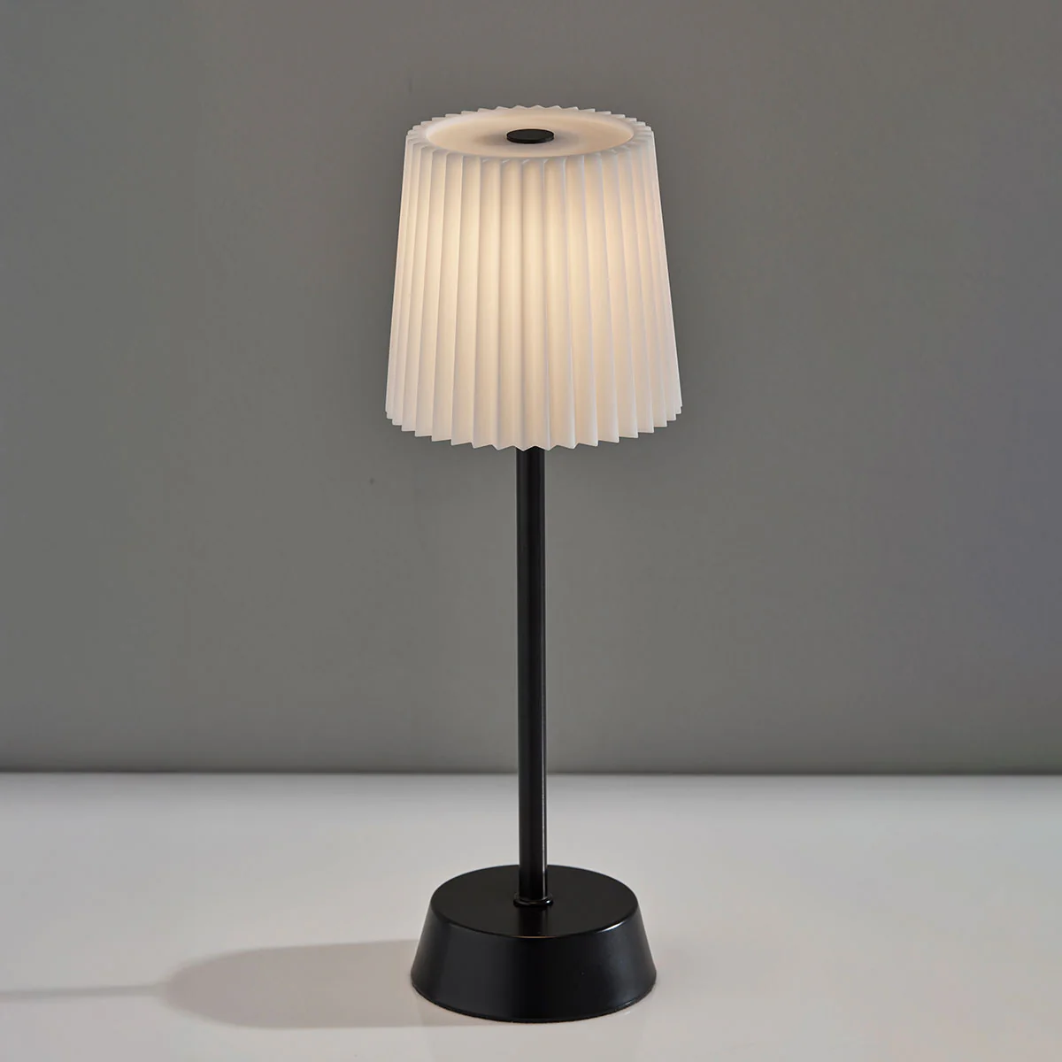 Indoor/Outdoor LED Table Lamp with Pleated Shade - Image 2