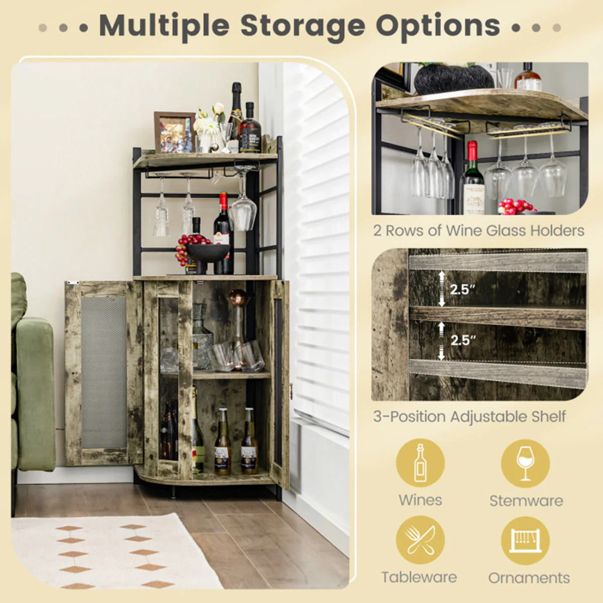 Industrial Corner Bar Cabinet - Image 10