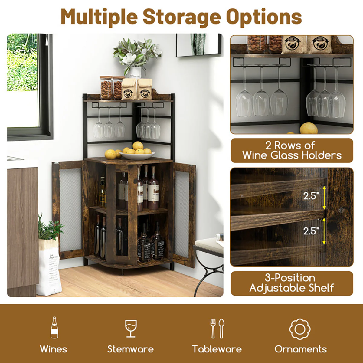 Industrial Corner Bar Cabinet - Image 5