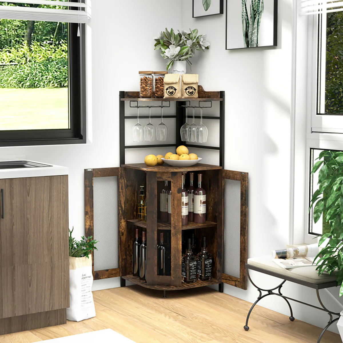 Industrial Corner Bar Cabinet - Image 7