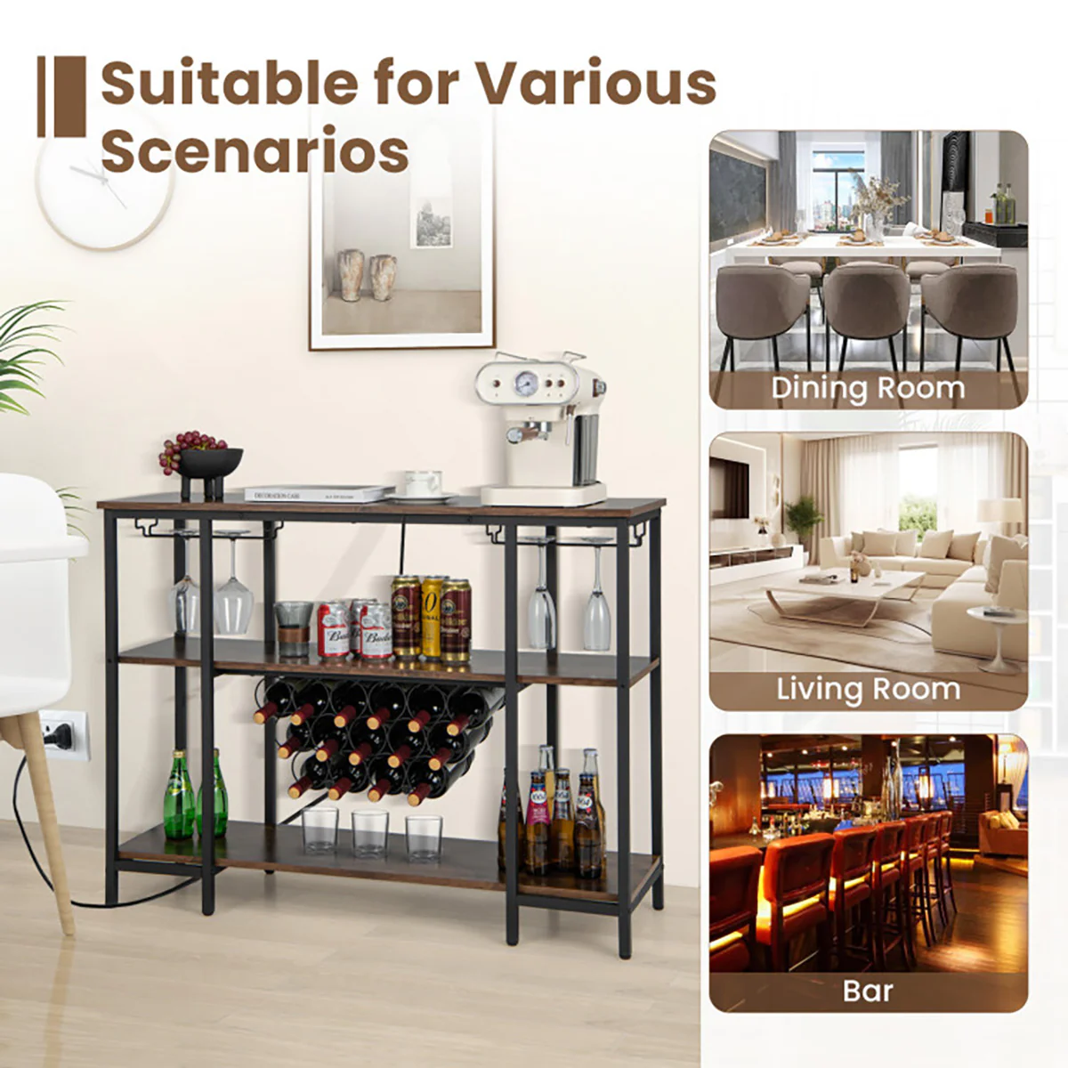Industrial Wine Rack with Storage Shelves - Image 12
