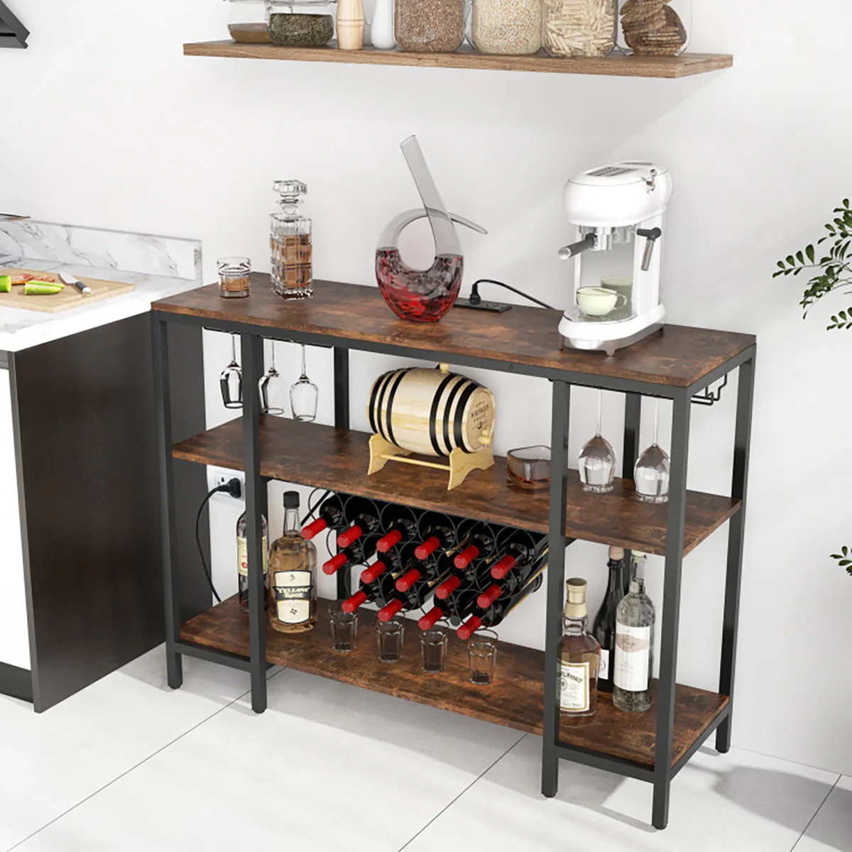 Industrial Wine Rack with Storage Shelves - Image 13