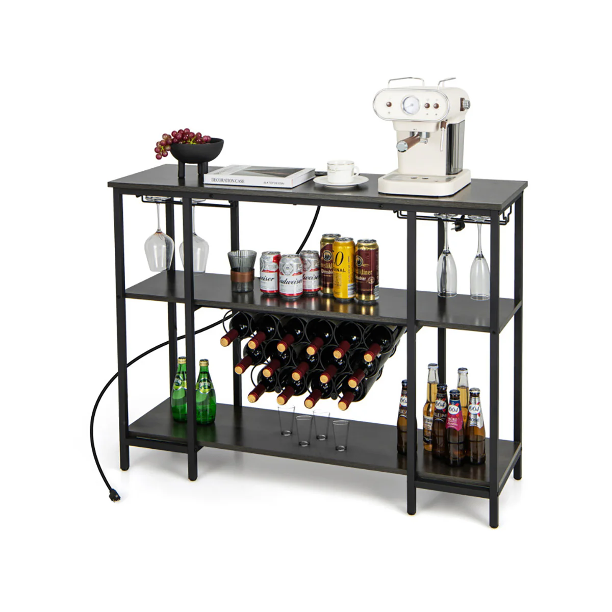 Industrial Wine Rack with Storage Shelves - Image 4