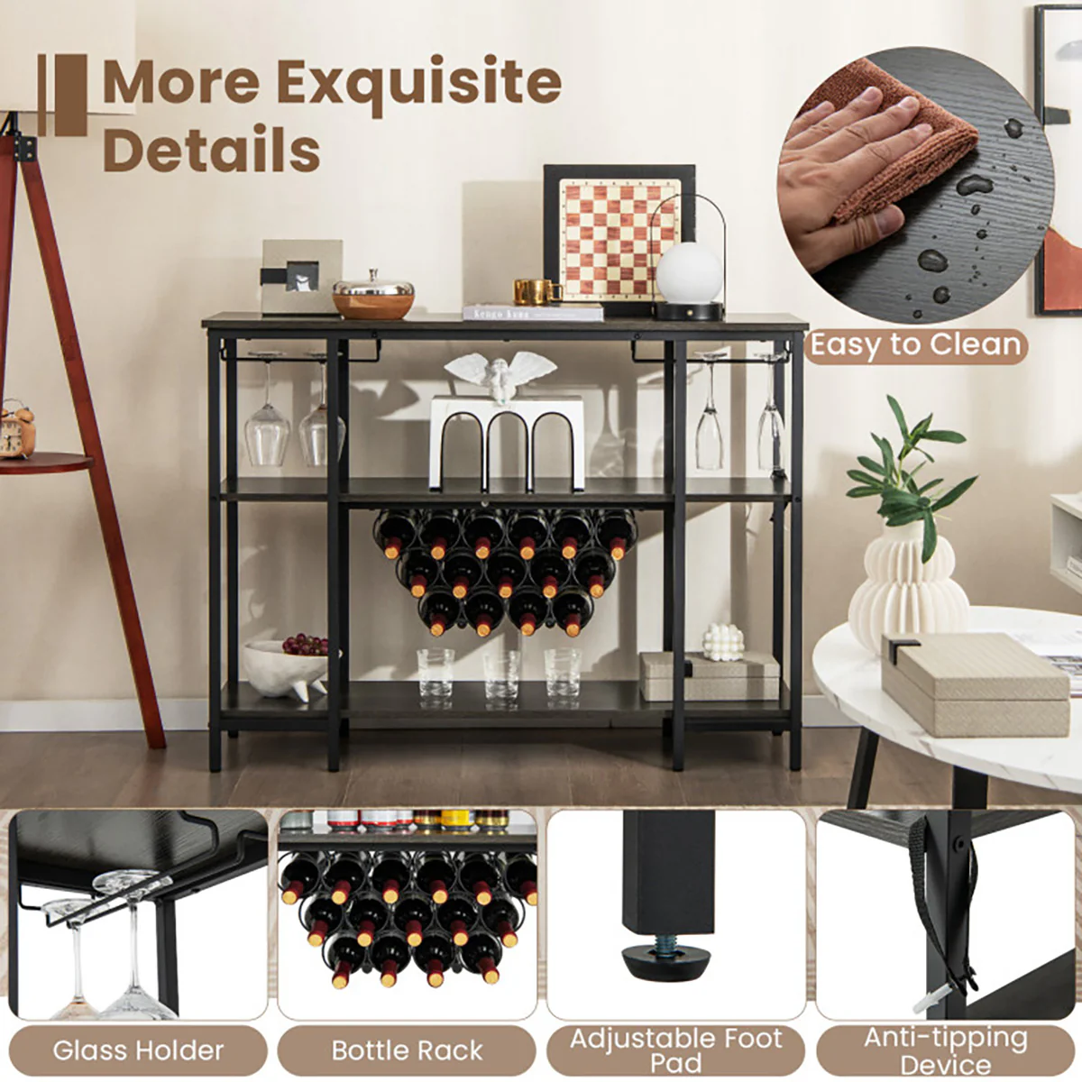 Industrial Wine Rack with Storage Shelves - Image 7