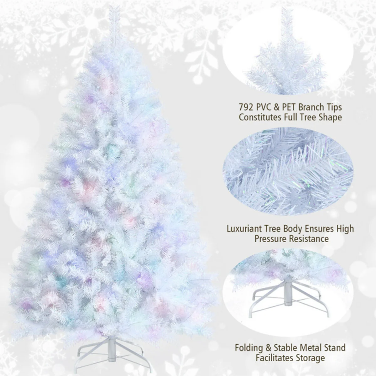 Iridescent Artificial Hinged Christmas Tree - Image 5