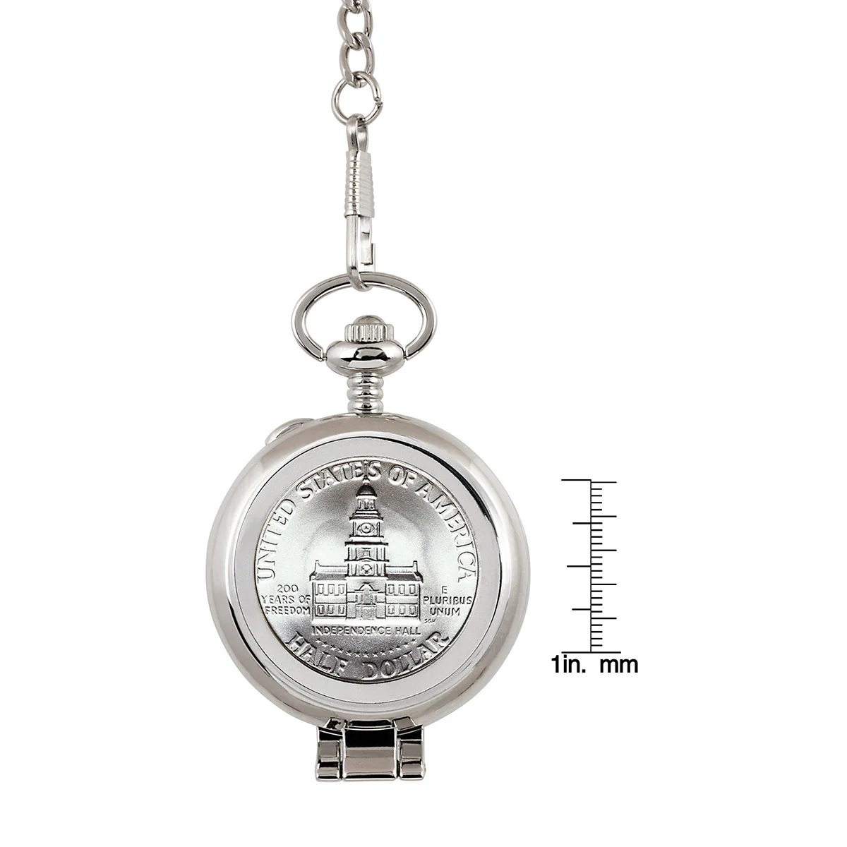JFK Bicentennial Half Dollar Pocket Watch with Skeleton Movement - Image 7