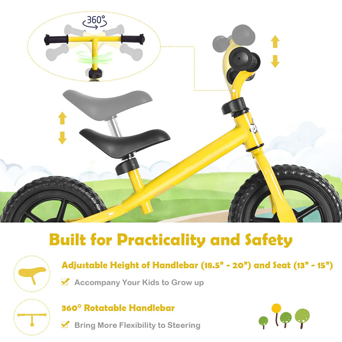 Kids Adjustable No Pedal Balance Bike - Image 7