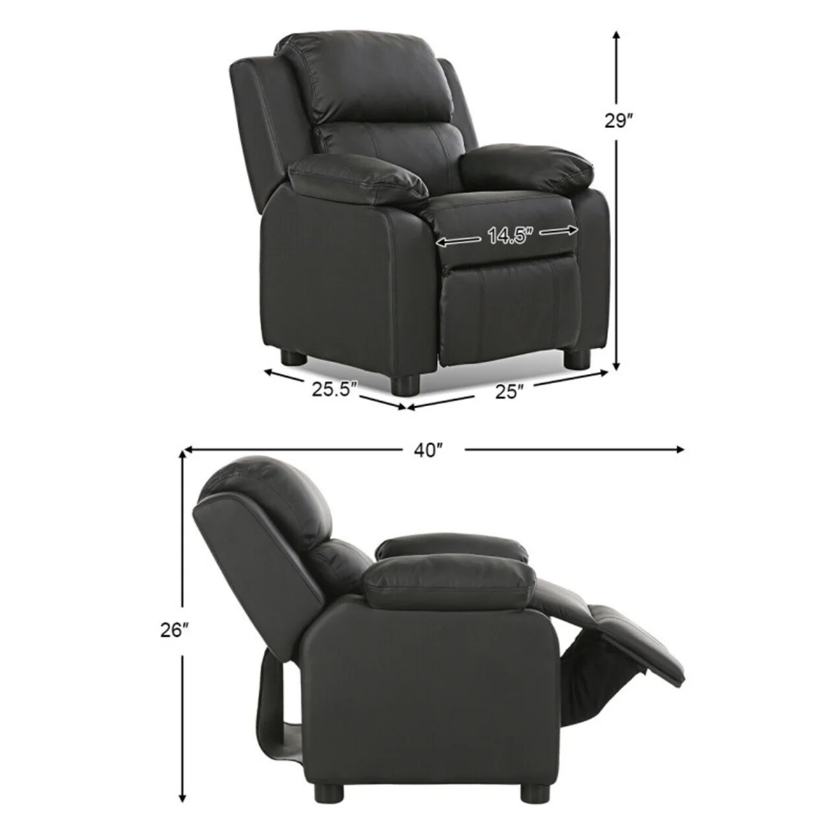 Kids Deluxe Recliner Chair with Storage Arms - Image 10
