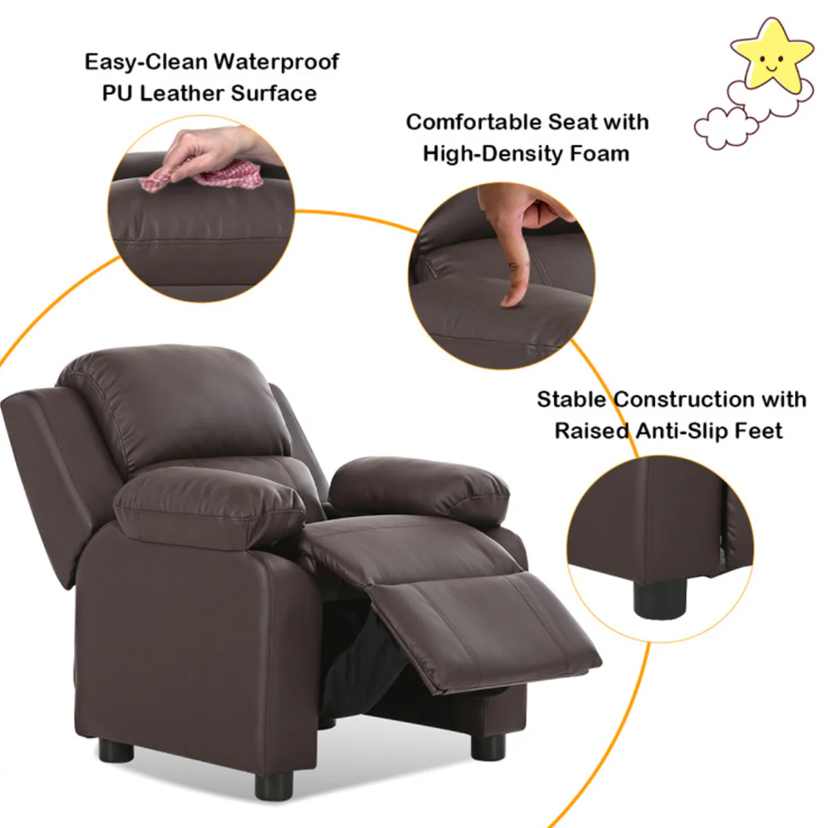 Kids Deluxe Recliner Chair with Storage Arms - Image 16
