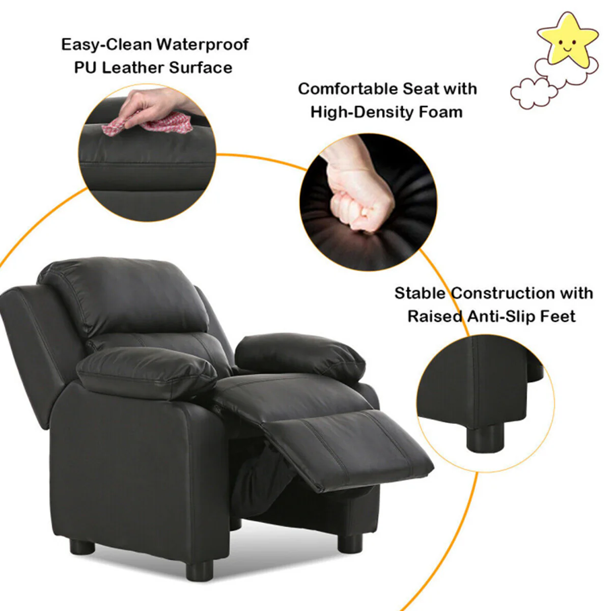 Kids Deluxe Recliner Chair with Storage Arms - Image 3