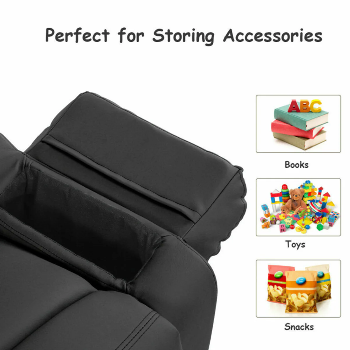 Kids Deluxe Recliner Chair with Storage Arms - Image 4