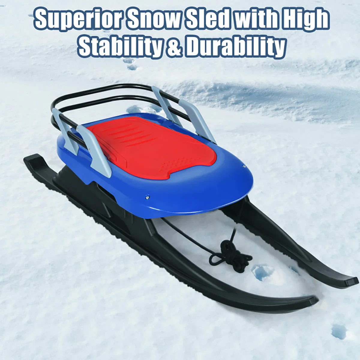Kids Folding Metal Snow Sled with Pull Rope - Image 3