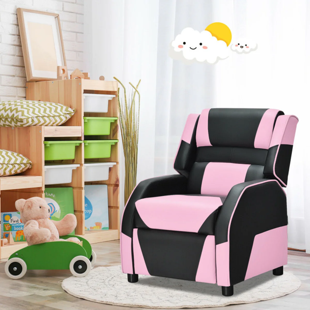 Kids Gaming Sofa Recliner with Headrest and Footrest