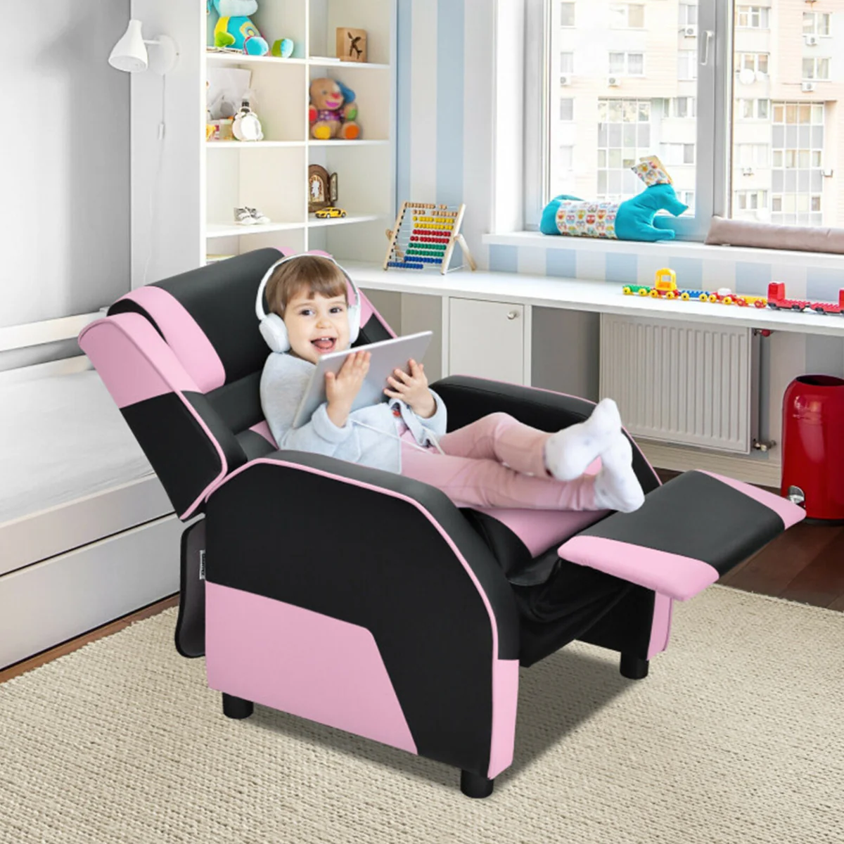 Kids Gaming Sofa Recliner with Headrest and Footrest - Image 10