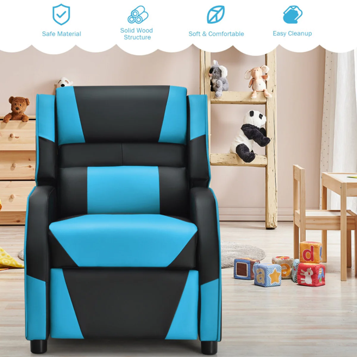 Kids Gaming Sofa Recliner with Headrest and Footrest - Image 20