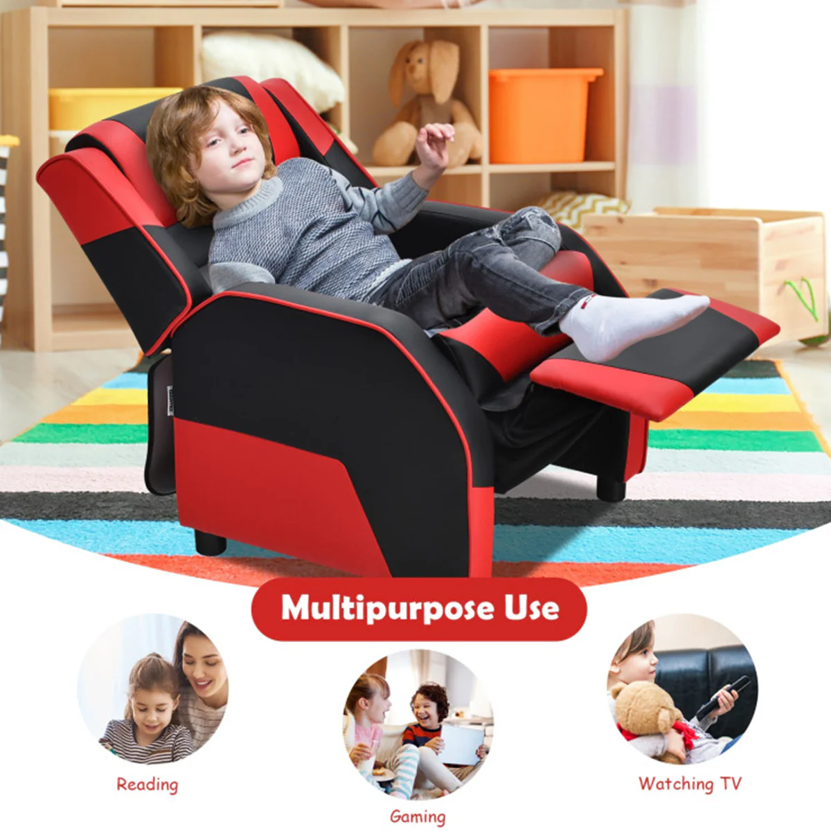 Kids Gaming Sofa Recliner with Headrest and Footrest - Image 26