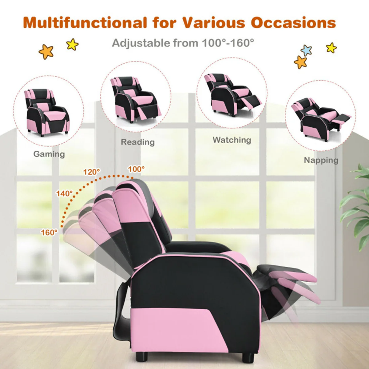 Kids Gaming Sofa Recliner with Headrest and Footrest - Image 3