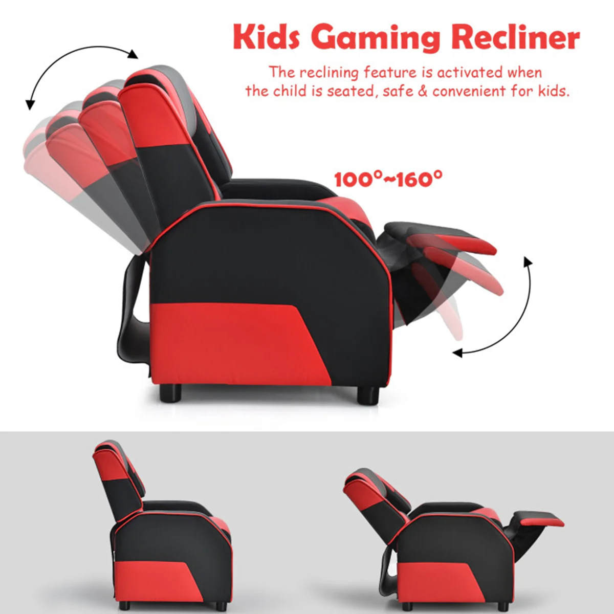 Kids Gaming Sofa Recliner with Headrest and Footrest - Image 30