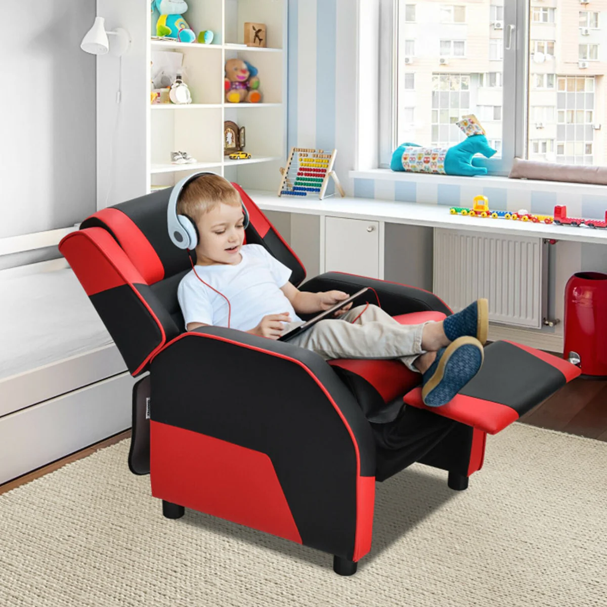 Kids Gaming Sofa Recliner with Headrest and Footrest - Image 33