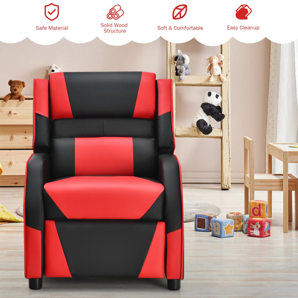 Kids Gaming Sofa Recliner with Headrest and Footrest - Image 34