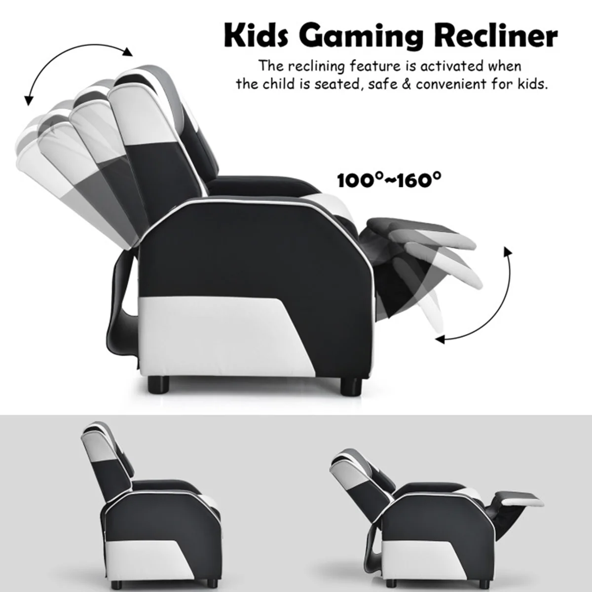 Kids Gaming Sofa Recliner with Headrest and Footrest - Image 42