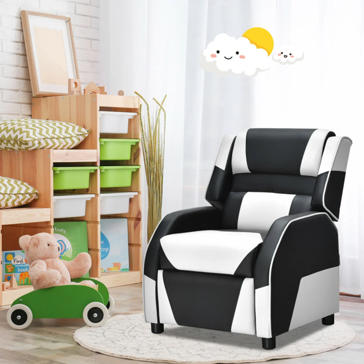 Kids Gaming Sofa Recliner with Headrest and Footrest - Image 43