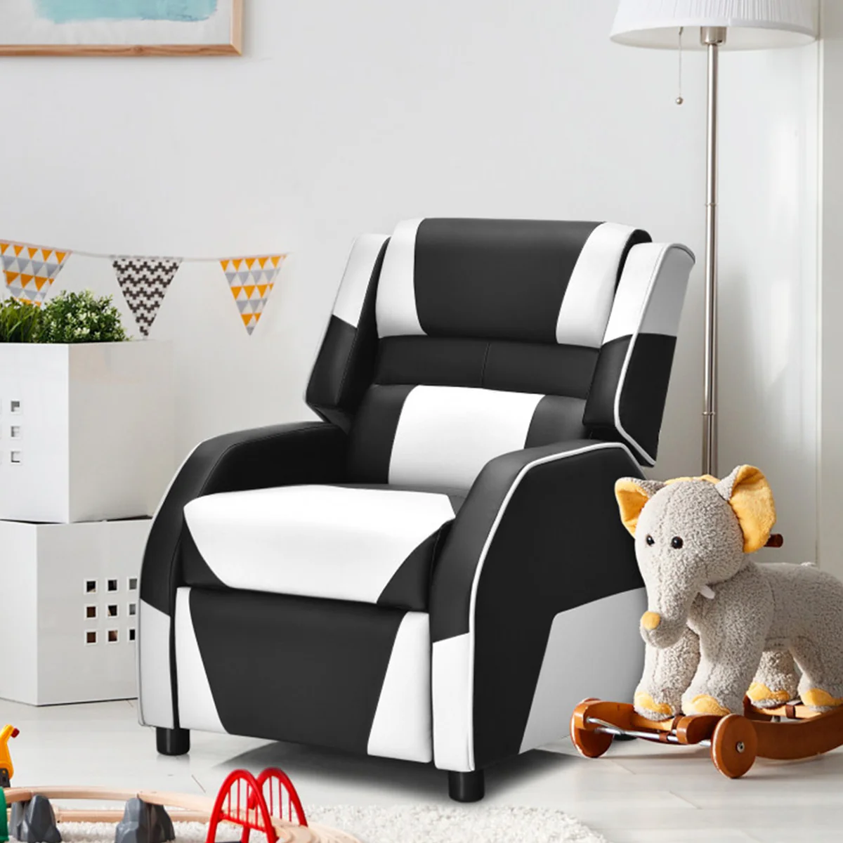 Kids Gaming Sofa Recliner with Headrest and Footrest - Image 48