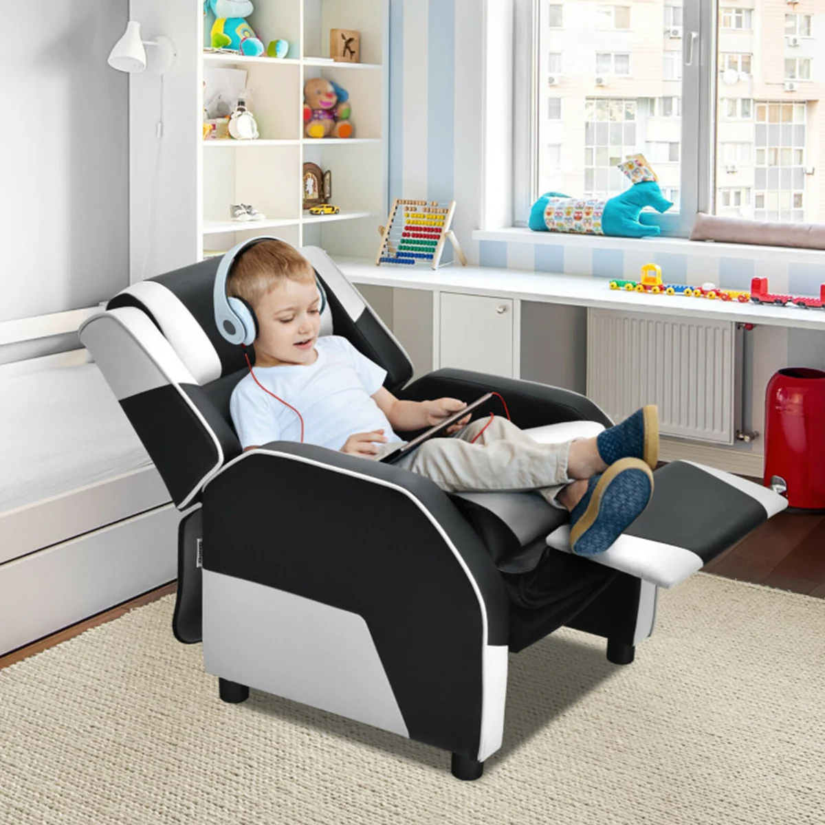 Kids Gaming Sofa Recliner with Headrest and Footrest - Image 49