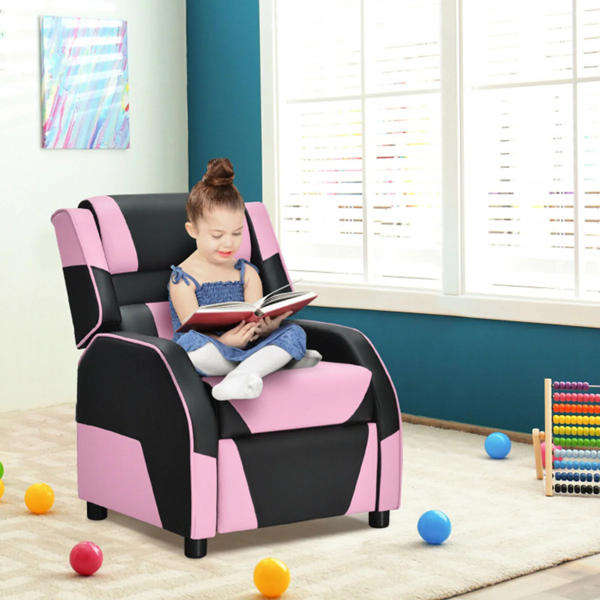 Kids Gaming Sofa Recliner with Headrest and Footrest - Image 9
