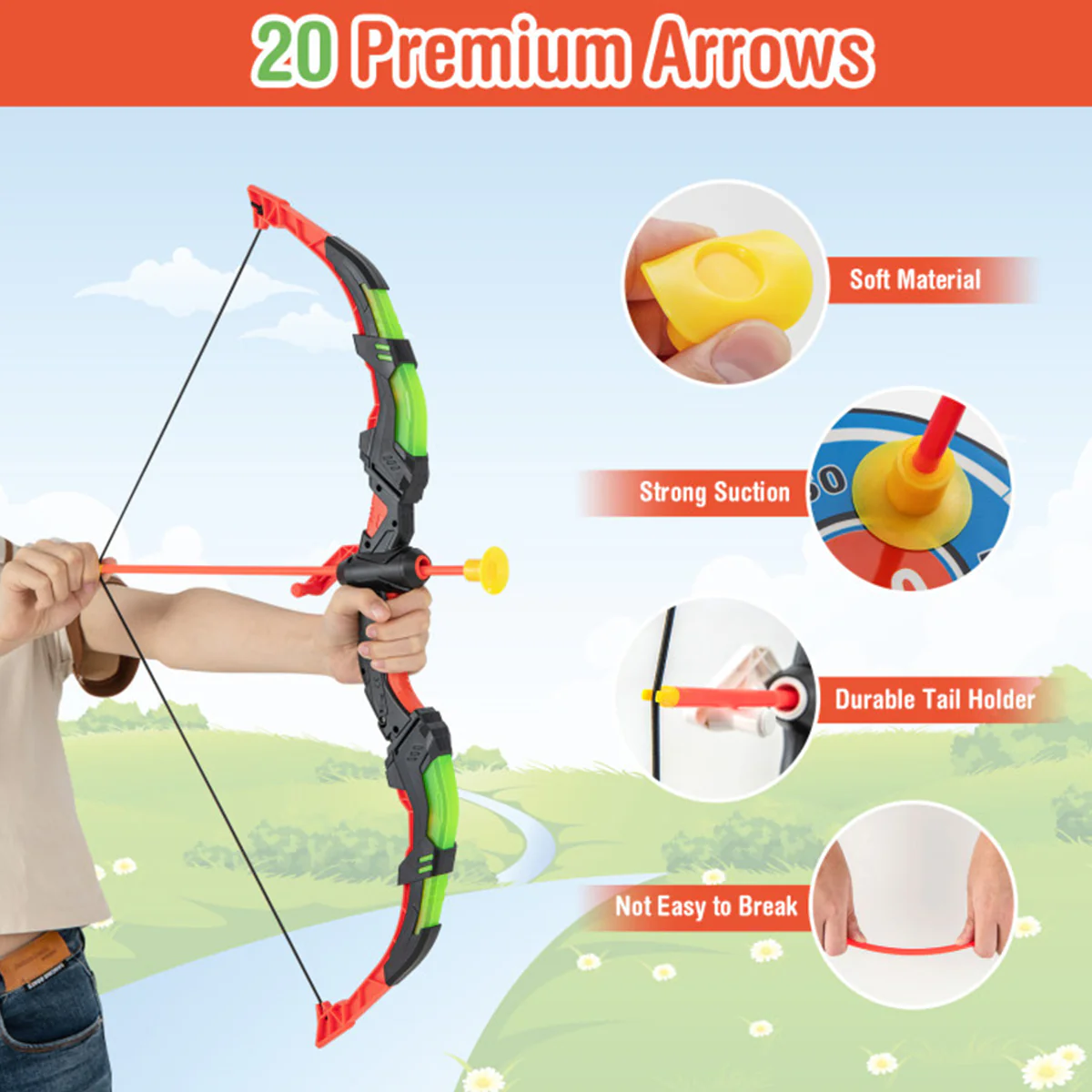 Kids LED Archery Bow Set with Suction Cup Arrows - Image 6