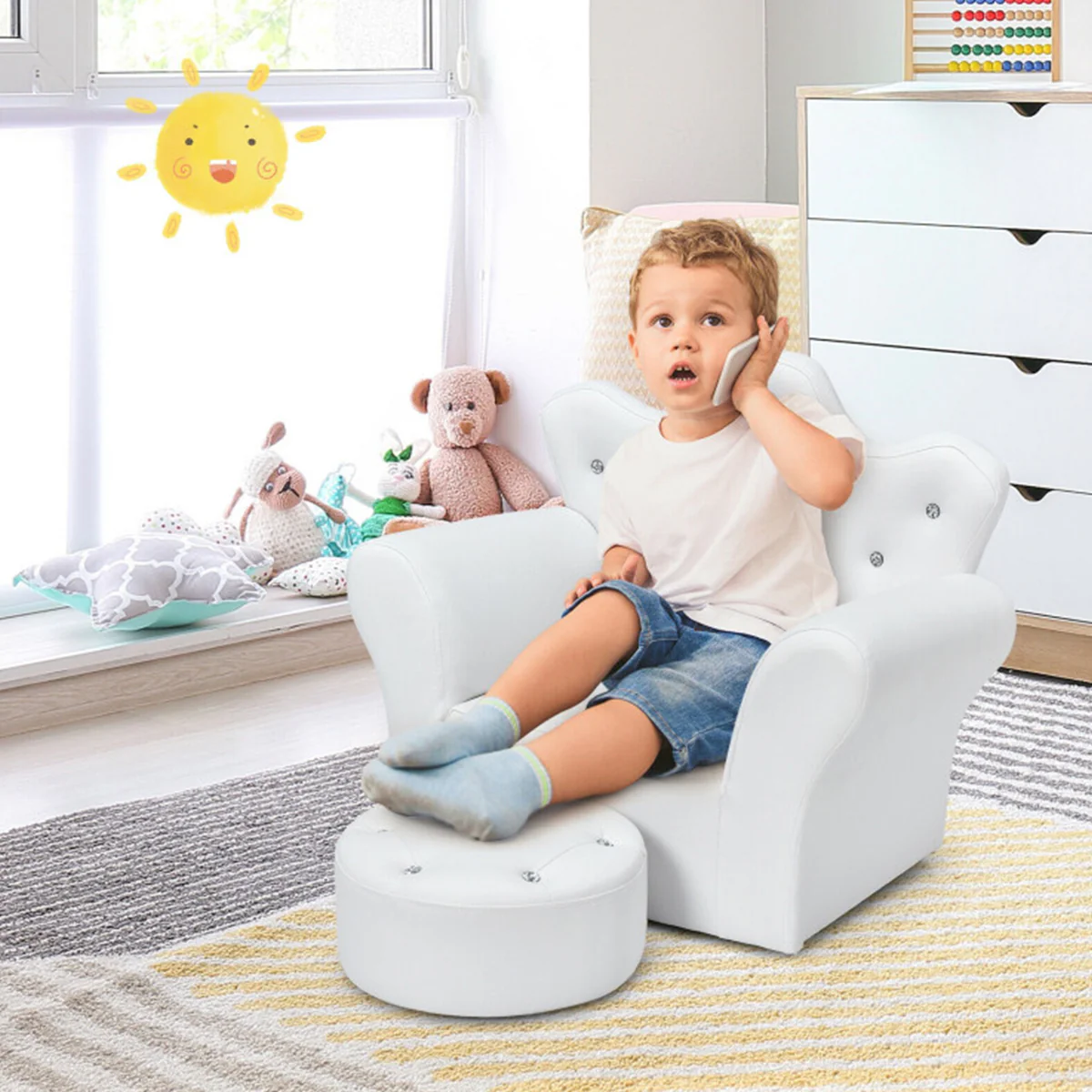Kids Princess Sofa with Ottoman - Image 14