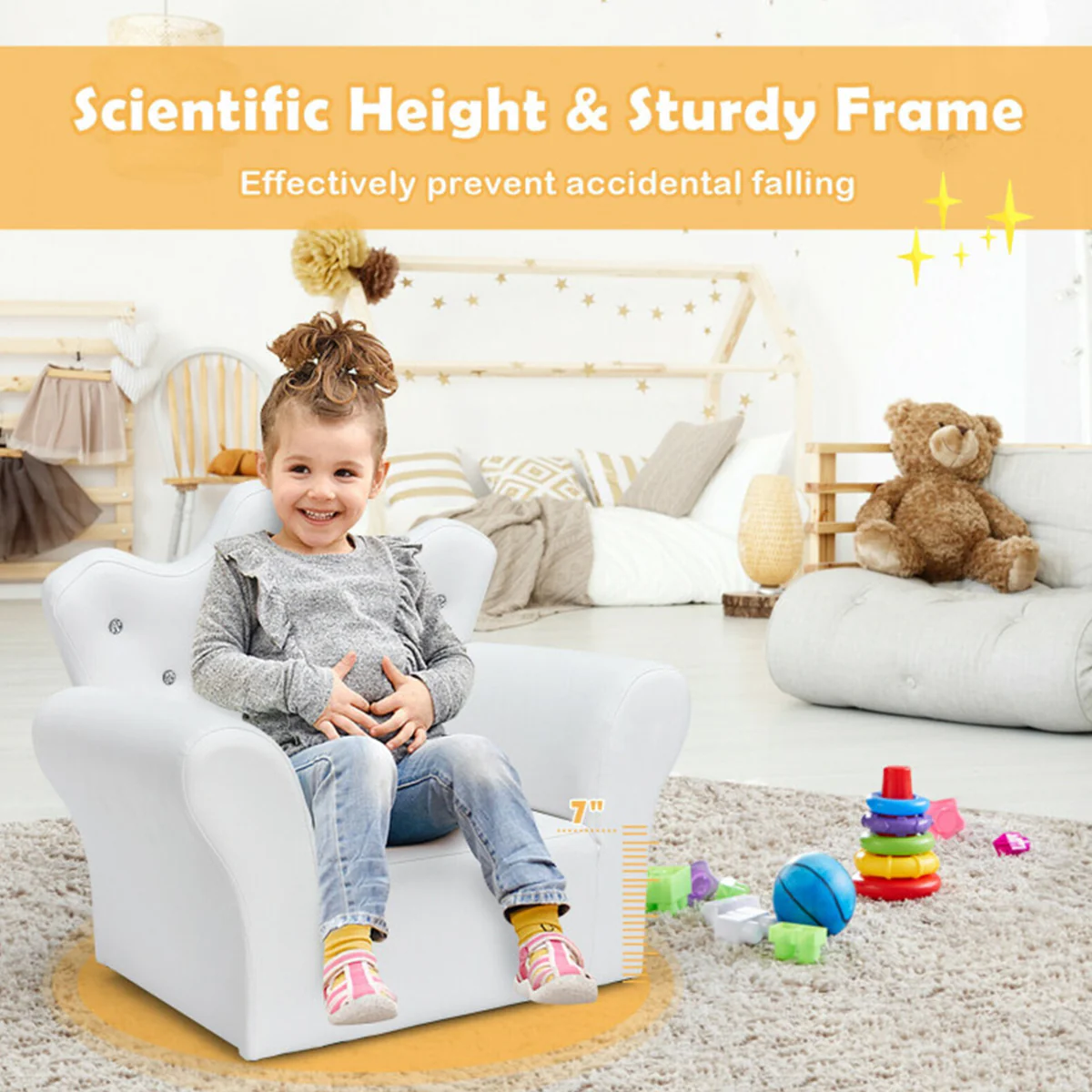 Kids Princess Sofa with Ottoman - Image 15